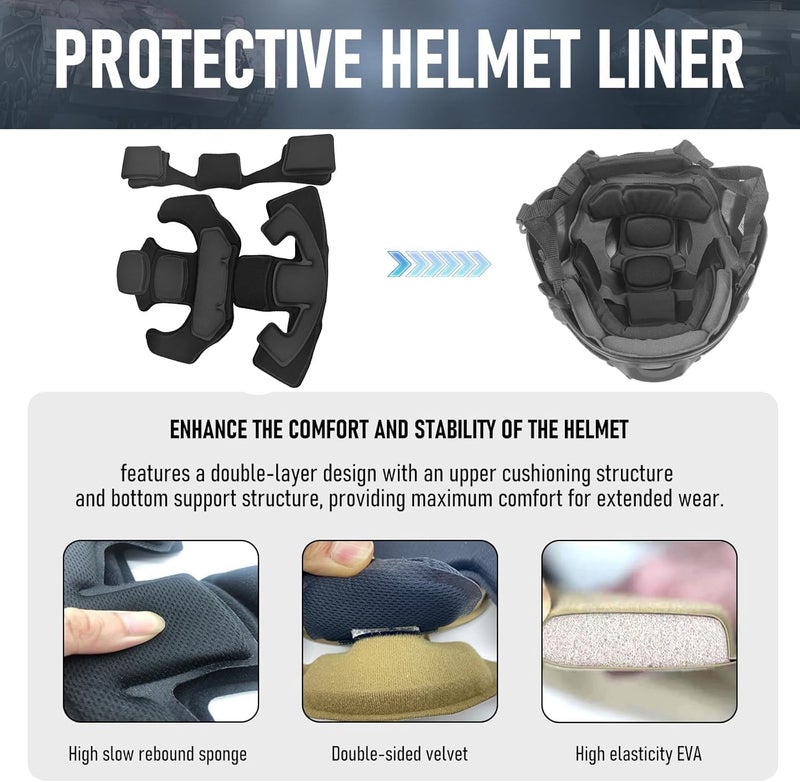 BShasrlim Multi-Sport Helmet Pad Inserts - Universal Helmet Comfort Padding Kit - Memory Foam Replacement Pads for Cycling, Motorcycle,Airsoft,Sports & Safety Helmets - Image 5